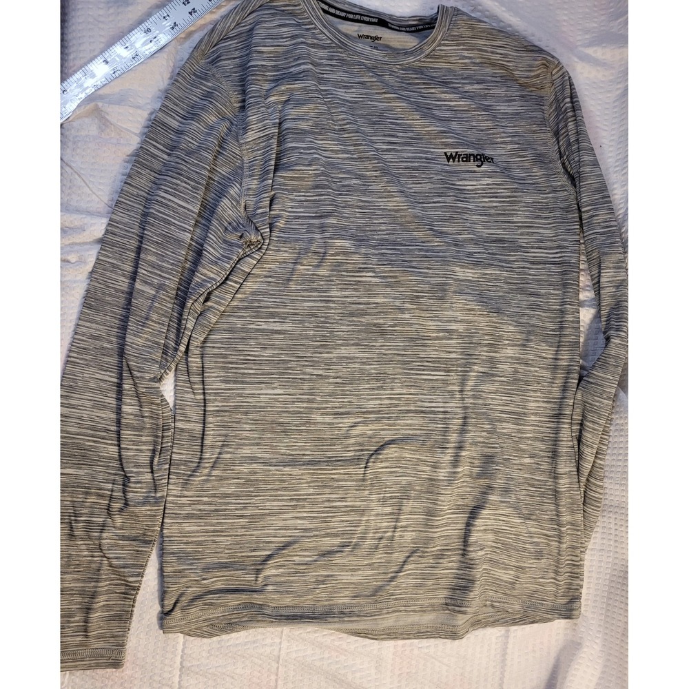Wrangler Mens Performance Long Sleeve Shirt Grey Space Dye Active Top Size M